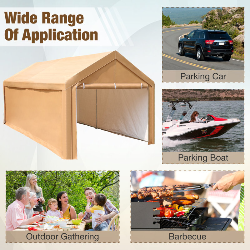 Arlmont Co. Monigue 10 Ft. W X 20 Ft. D Canopy Portable Garage Storage Shed Canopy Reviews Wayfair Canada